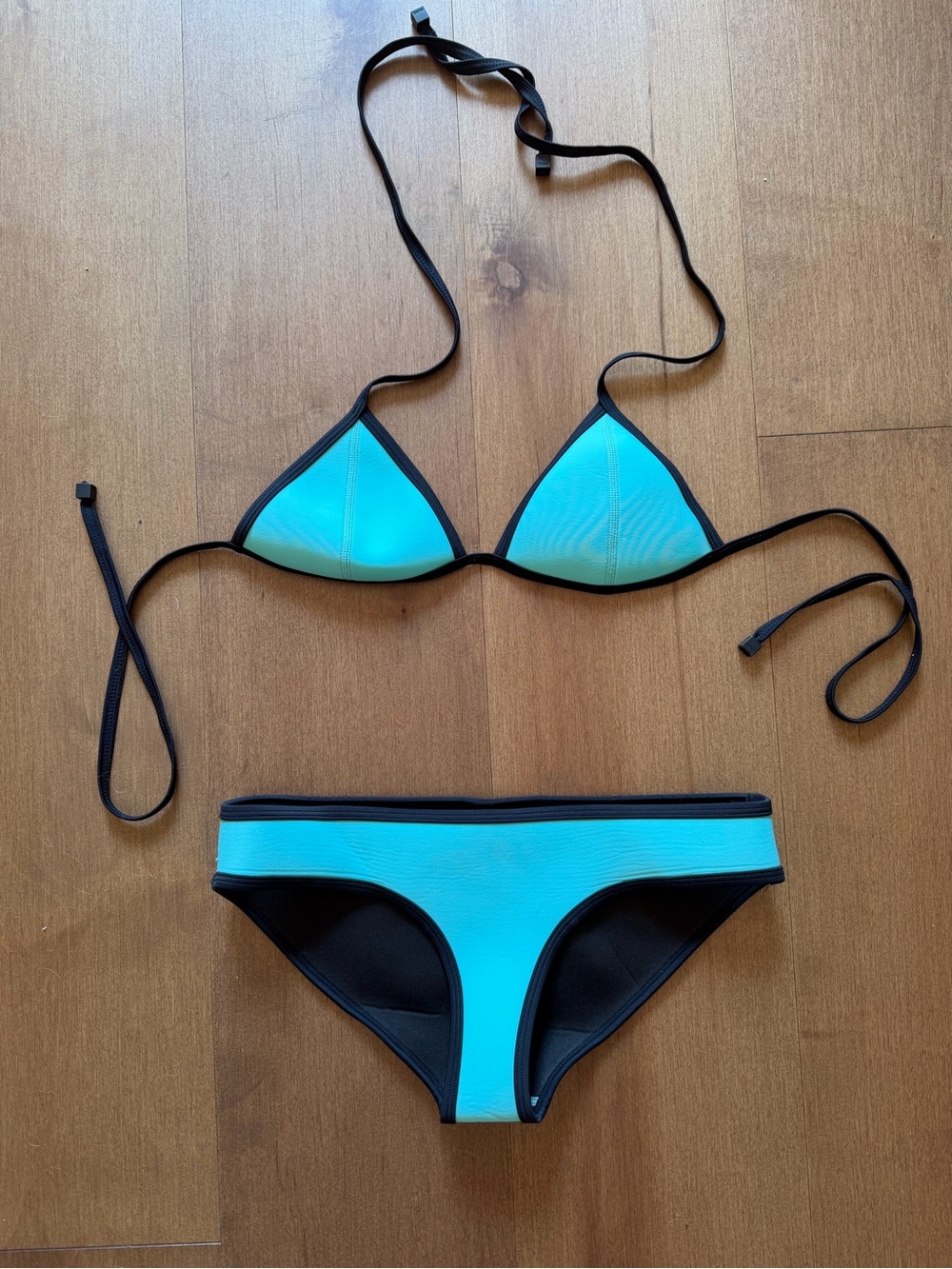 triangl swimwear Turquoise with Black Trim Triangle Bikini